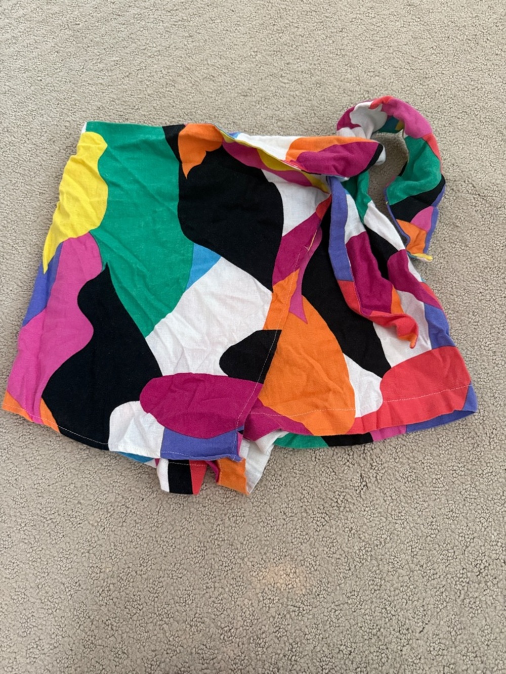 Colorblock Abstract Print Tie-Waist Skort